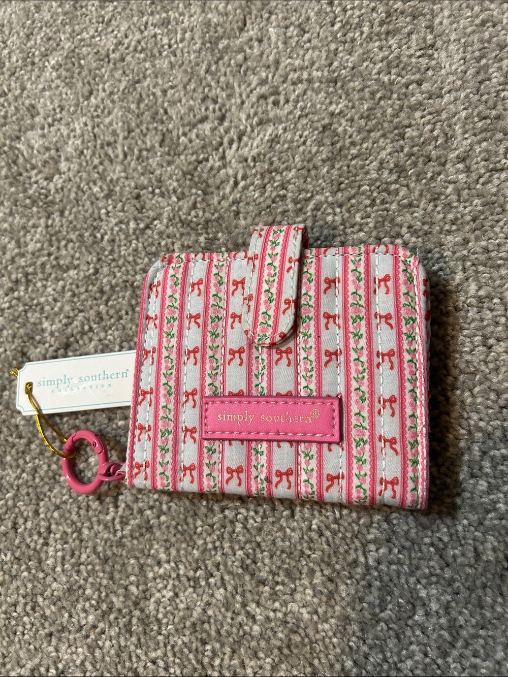 Simply Southern quilted ID wallet with Pink & Red Bow pattern